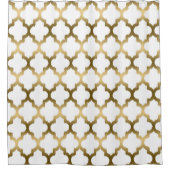 Gouden Quatrefoil Ikat geometrisch patroon Douchegordijn (Voorkant)