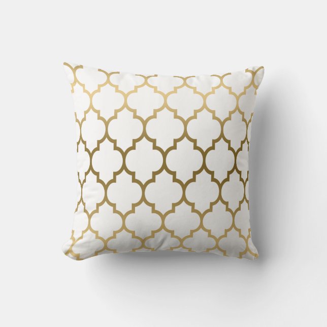 Gouden Quatrefoil Patroon Aangepaste achtergrond Kussen (Voorkant)