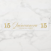 Gouden Quince met naam voor Quineanera Waterfles Etiket (Enkel label)