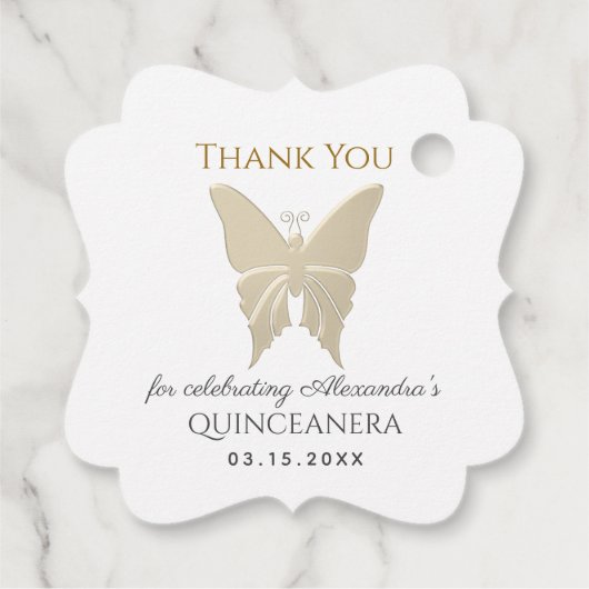 Gouden Quinceanera dank u Bedankjes Labels (Achterkant)