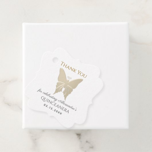 Gouden Quinceanera dank u Bedankjes Labels (In situ)