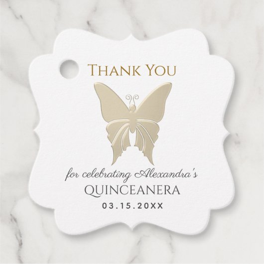 Gouden Quinceanera dank u Bedankjes Labels (Voorkant)