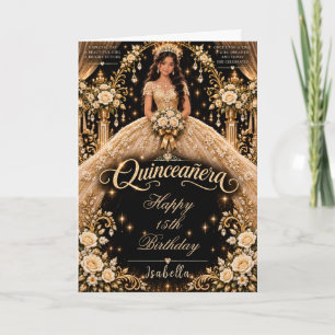 Gouden Quinceañera Elegantie Kaart