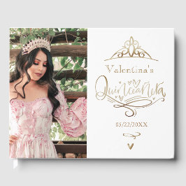Gouden Quinceañera-gastenboek met aangepaste foto Gastenboek
