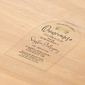Gouden Quinceañera Kroon Chic Trendy Script Modern Acryl Uitnodigingen (Laagn)