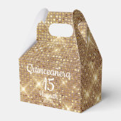 Gouden Quinceañera Meisje 15e Verjaardag Dank u Bedankdoosjes (Voorkant Zijde)