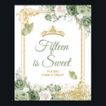 Gouden Quinceañera Sage Green Crown 15th is zoet Poster<br><div class="desc">Gouden Quinceañera Sage Green Crown 15th is zoet Poster</div>