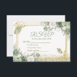 Gouden Quinceañera Sage Green Crown RSVP-kaart Bedankkaart<br><div class="desc">Gouden Quinceañera Sage Green Crown RSVP-kaart</div>