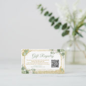 Gouden Quinceañera Sage Groene Kroon Gift Registry Informatiekaartje (Staand voorkant)
