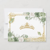 Gouden Quinceañera Sage Groene Kroonvlinder Bedankkaart (Achterkant)