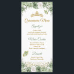 Gouden Quinceañera Sage Groene Kroonvlinder Menu<br><div class="desc">Gold Quinceañera Sage Green Crown Butterfly Menu Kaart</div>
