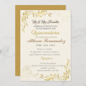 Gouden Quinceañera uitnodiging (Voorkant / Achterkant)
