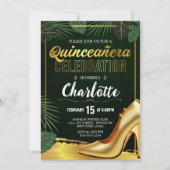 Gouden Quinceanera-viering Smaragdgroen Kaart (Voorkant)