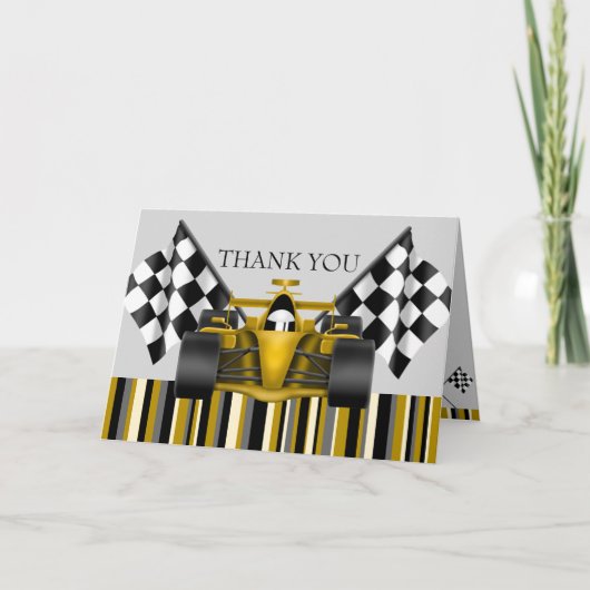 Gouden Raceauto Dankkaart Bedankkaart (Voorkant)
