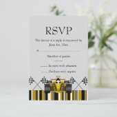 Gouden raceauto RSVP Kaartje (Staand voorkant)
