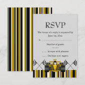 Gouden raceauto RSVP Kaartje (Voorkant / Achterkant)