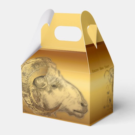 Gouden Ram Chinees Nieuwjaar Zodiac Favor Box Bedankdoosjes (Voorkant Zijde)