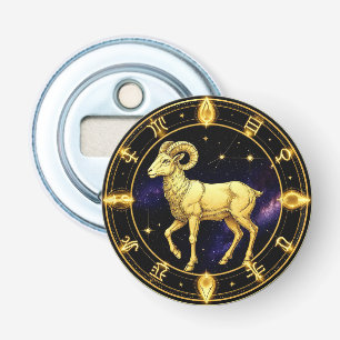 Gouden Ram Dierenriem Cirkel Met Ram Button Flesopener