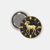 Gouden Ram Dierenriem Cirkel Met Ram Magneet (Voorkant / Achterkant)