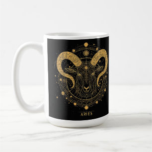 Gouden Ram Dierenriemsymbool Met Ornamenten Koffiemok