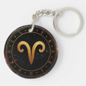 Gouden Ram Dierenriemwiel Symbool Sleutelhanger (Achterkant)