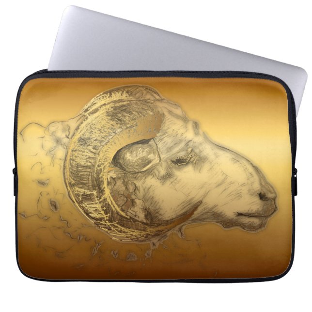 Gouden Ram Schaap Chinees Nieuwjaar 2015 - Laptop Sleeve (Voorkant)
