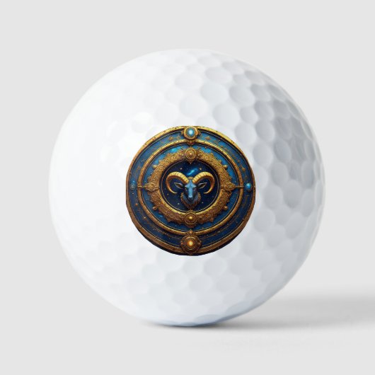 Gouden Ram Zodiac Schild Golfballen (Voorkant)