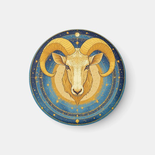 Gouden Ram Zodiac Schild Magneet (Voorkant)