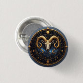 Gouden Ram Zodiac Schild Ronde Button 3,2 Cm (Voorkant /achterkant)