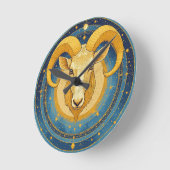 Gouden Ram Zodiac Schild Ronde Klok (Hoek)