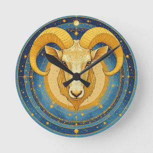 Gouden Ram Zodiac Schild Ronde Klok