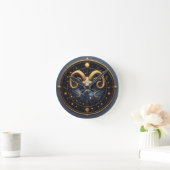 Gouden Ram Zodiac Schild Ronde Klok (Huis)