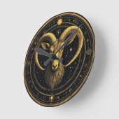 Gouden Ram Zodiac Schild Ronde Klok (Hoek)