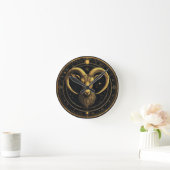 Gouden Ram Zodiac Schild Ronde Klok (Huis)
