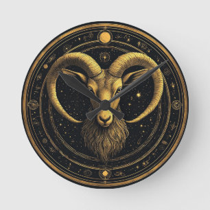 Gouden Ram Zodiac Schild Ronde Klok