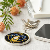 Gouden Ram Zodiac Schild Sleutelhanger (Zijkant)