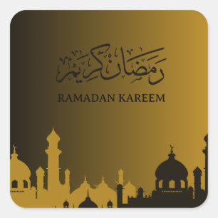 Gouden Ramadan kareem 2024 Vierkante Sticker