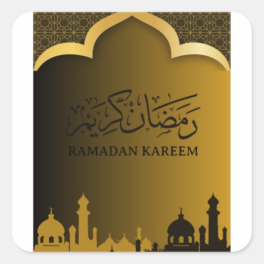 Gouden Ramadan kareem 2024 Vierkante Sticker (Voorkant)