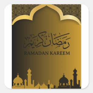 Gouden Ramadan kareem 2024 Vierkante Sticker