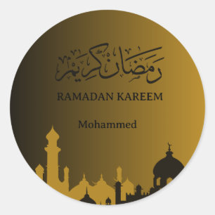Gouden Ramadan kareem 2025 kostuum jouw naam Ronde Sticker