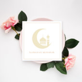 Gouden Ramadan Mubarak Halve Maan Moskee Feestdagenkaart