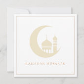 Gouden Ramadan Mubarak Halve Maan Moskee Feestdagenkaart (Voorkant)