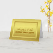 Gouden rand 50ste trouwdag kaart (Gele Bloem)