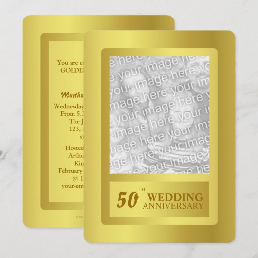 Gouden rand 50ste trouwjubileum kaart (Voorkant / Achterkant)