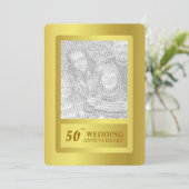 Gouden rand 50ste trouwjubileum kaart (Staand voorkant)