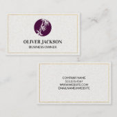 Gouden rand | Bamboe pictogram | Papierstructuur Visitekaartje (Voorkant / Achterkant)