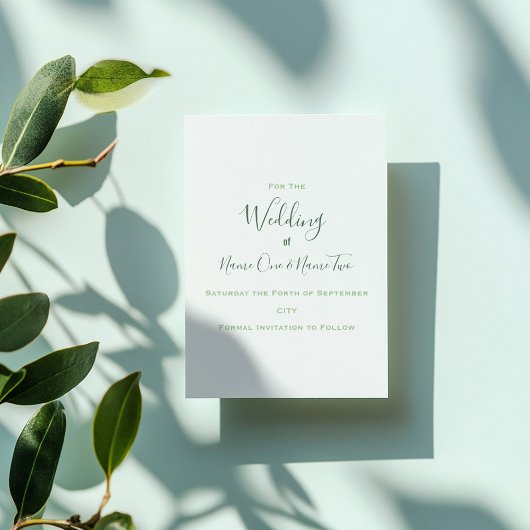 Gouden rand bladgroen save the date card