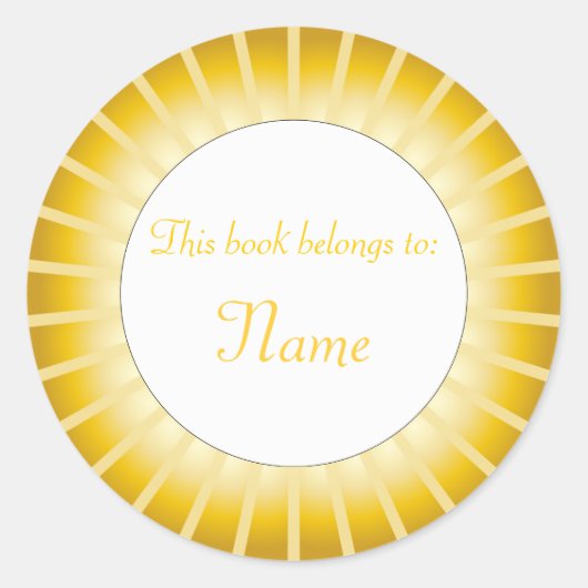 Gouden rand - Bookplate Ronde Sticker (Voorkant)