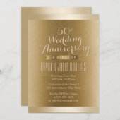 Gouden rand bronzen textuur trouwjubileum kaart (Voorkant / Achterkant)