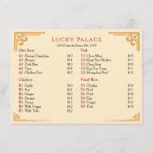 Gouden rand Chinees restaurant plat menu (Achterkant)